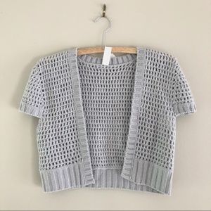 NWT Metallic Grey Cap Sleeve Knit Shrug Sweater